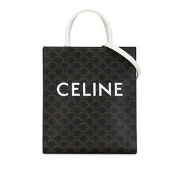 Celine Triomphe Vertical Cabas Small Handbag Shoulder Bag Brown White PVC Leather Women's CELINE
