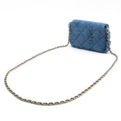 CHANEL Chanel Matelasse Coco Mark Shoulder Bag Pouch Chain Denim Leather Blue AP2602