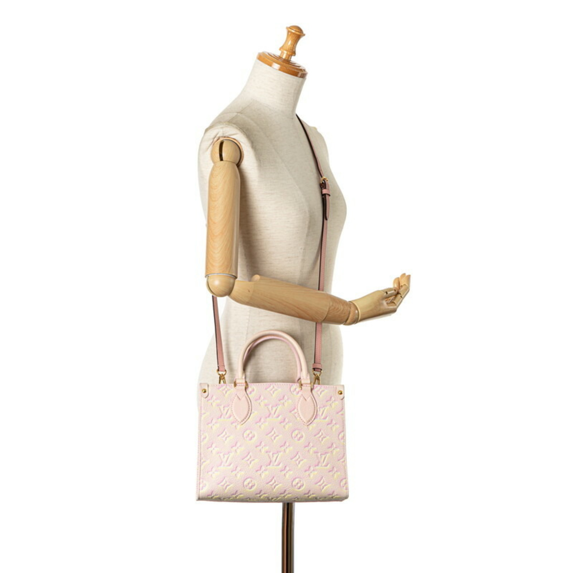 Louis Vuitton Monogram Empreinte On the Go PM Handbag Shoulder Bag M46168 Light Pink Yellow Leather Women's LOUIS VUITTON