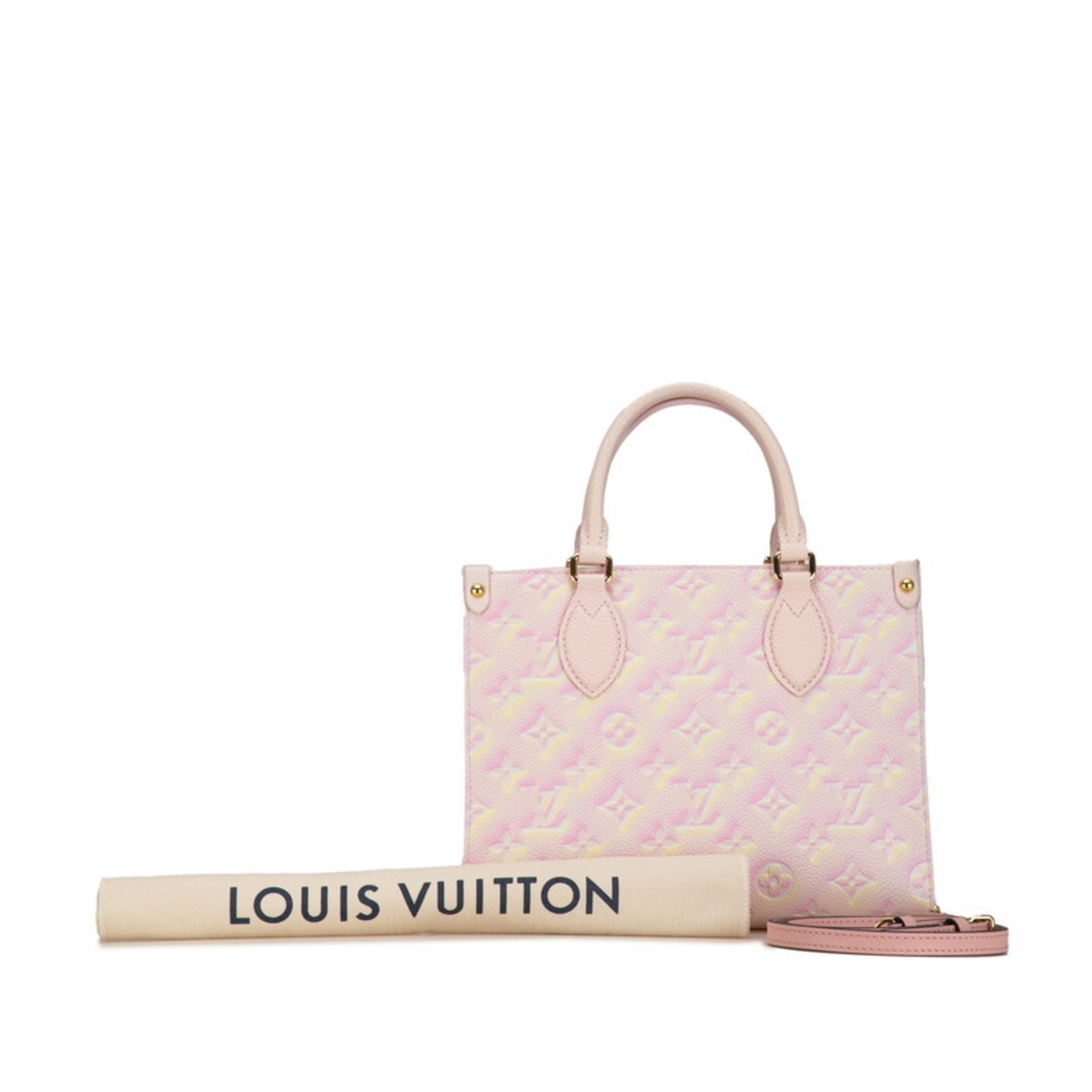 Louis Vuitton Monogram Empreinte On the Go PM Handbag Shoulder Bag M46168 Light Pink Yellow Leather Women's LOUIS VUITTON