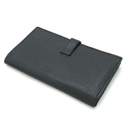HERMES Bearn Soufflet Bi-fold Long Wallet Chevre Leather Black O Stamp