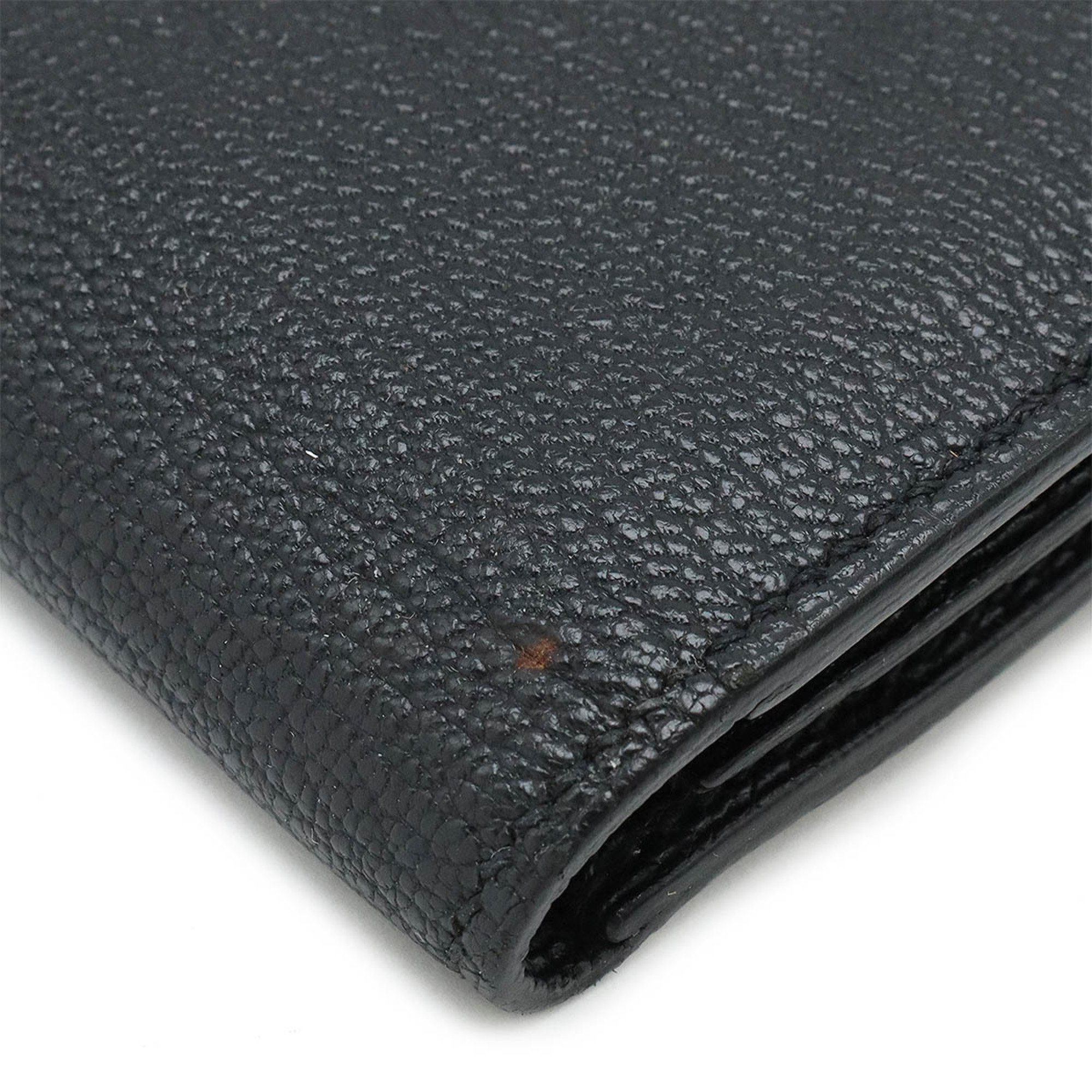 HERMES Bearn Soufflet Bi-fold Long Wallet Chevre Leather Black O Stamp