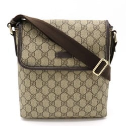 GUCCI GG Supreme Plus Shoulder Bag Pochette PVC Leather Khaki Beige Dark Brown 223666