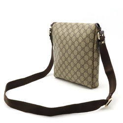GUCCI GG Supreme Plus Shoulder Bag Pochette PVC Leather Khaki Beige Dark Brown 223666