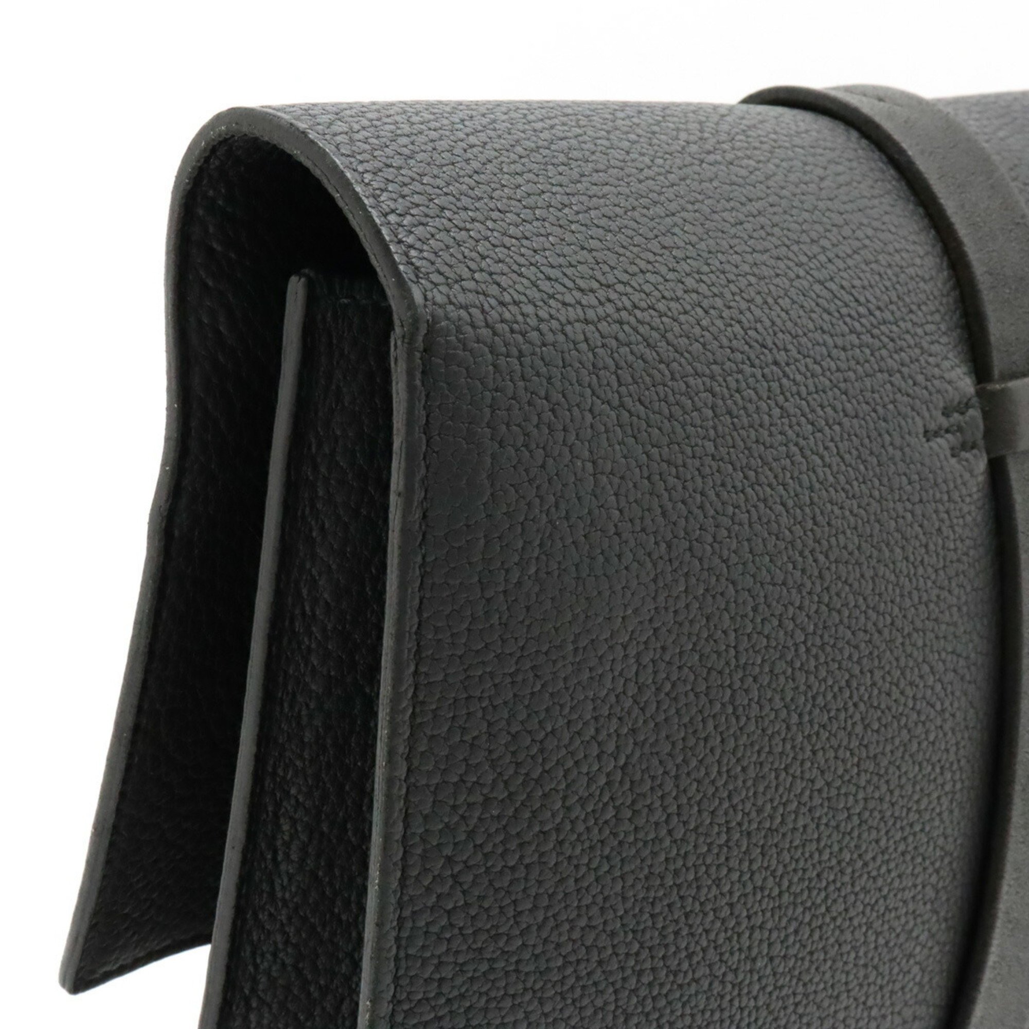 HERMES Etrivier Clutch Bag Second Leather Black T Stamp