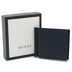 GUCCI Micro Guccissima Bi-fold Wallet Leather Navy 544478