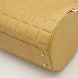 CHANEL Chocolate Bar Coco Mark Handbag Bag Leather Beige