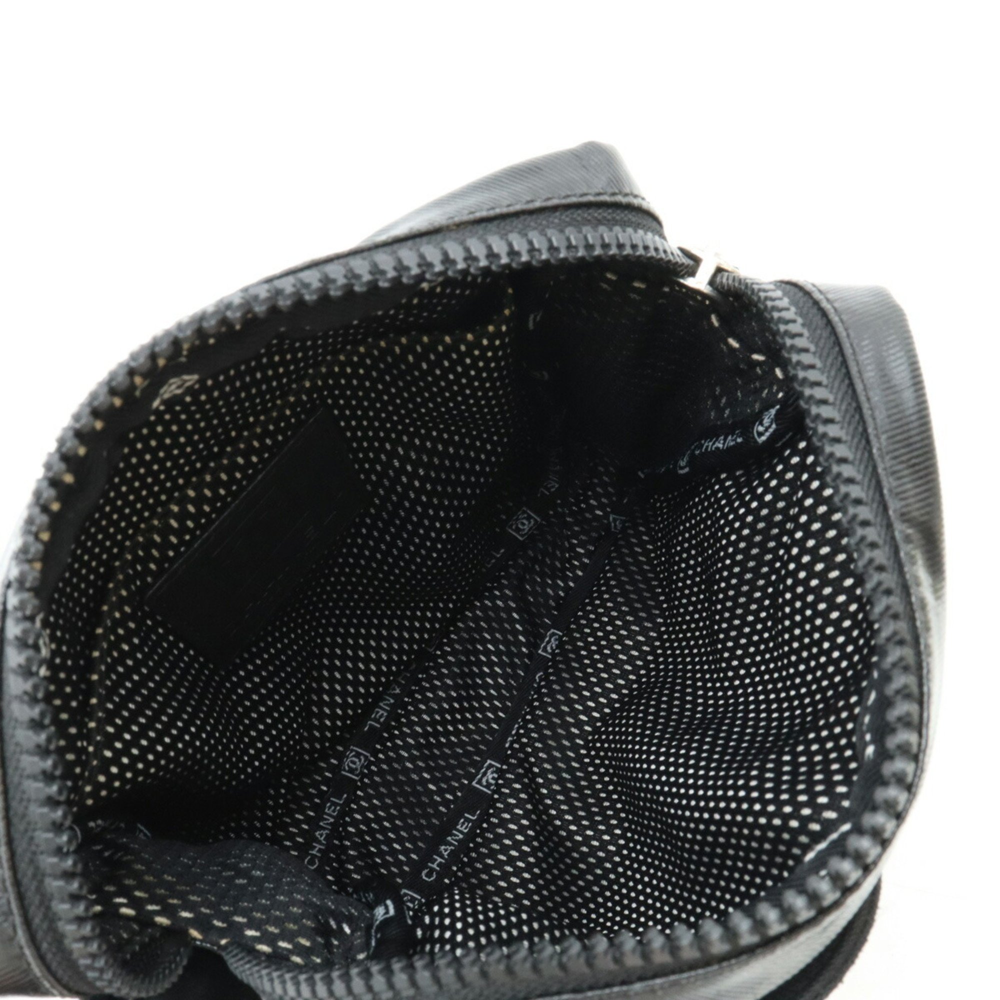 CHANEL Sport Line Shoulder Bag Pochette Coco Mark Coated Canvas Black A26568