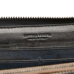 Bottega Veneta Intrecciato Round Long Wallet Black Leather Women's BOTTEGAVENETA