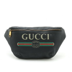 GUCCI Gucci Print Sherry Line Belt Bag Body Waist Pouch Leather Black 530412