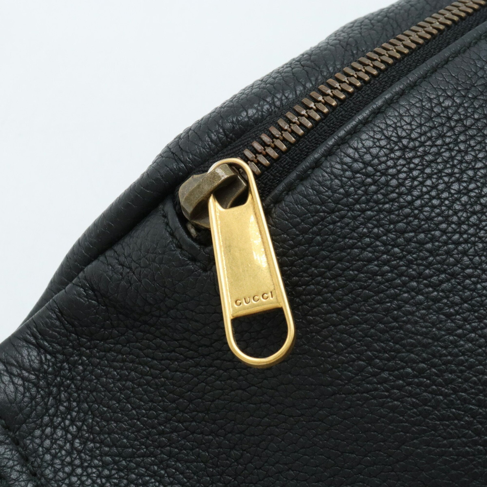 GUCCI Gucci Print Sherry Line Belt Bag Body Waist Pouch Leather Black 530412