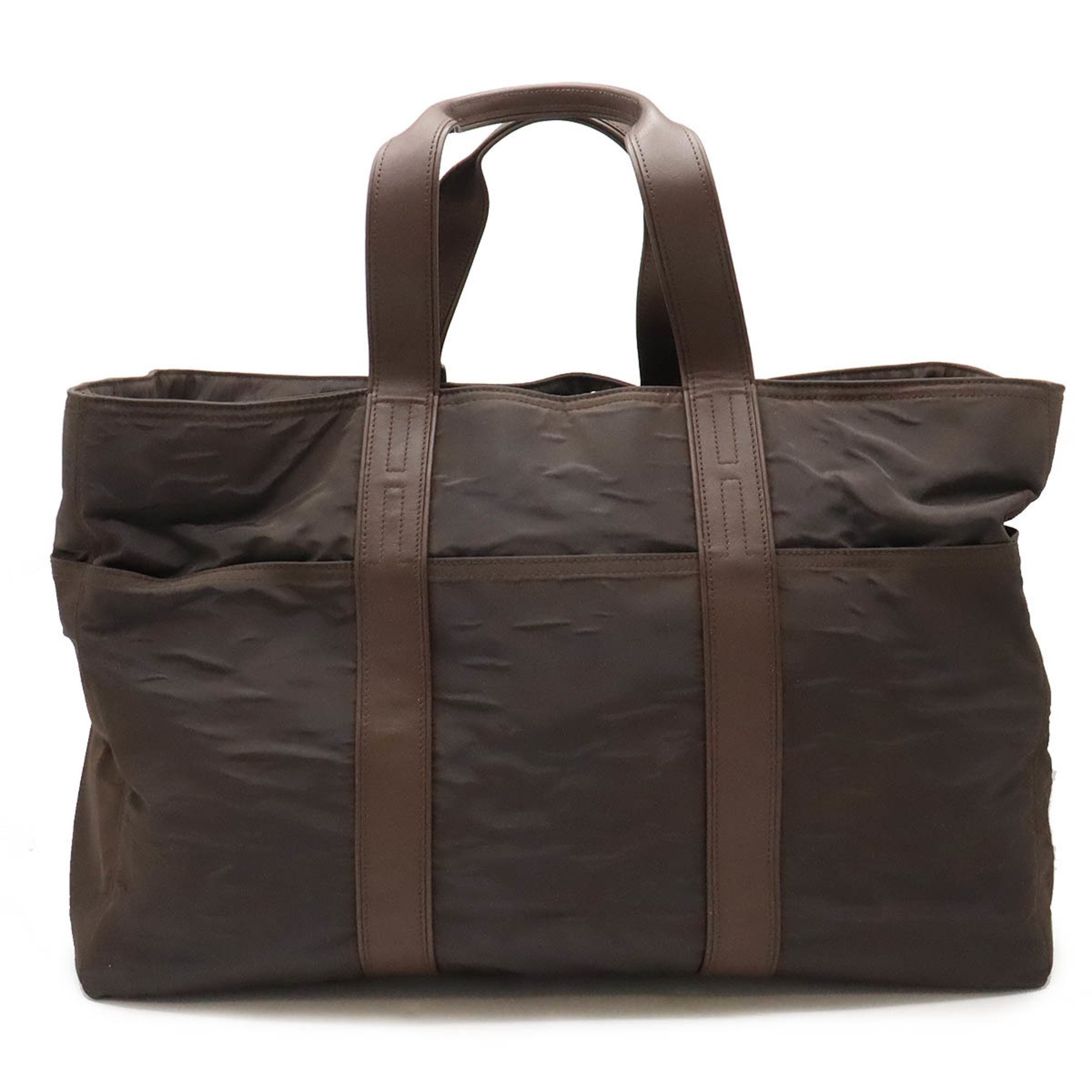 HERMES Acapulco GM Boston bag, travel tote large tote, nylon, leather, dark brown