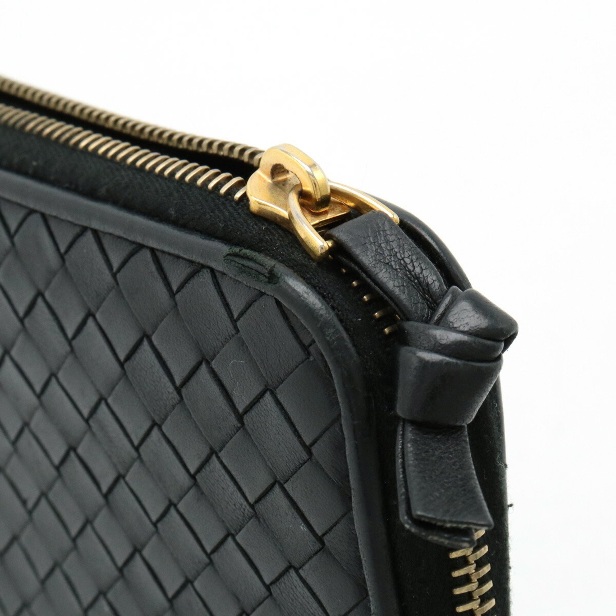 BOTTEGA VENETA Bottega Veneta Intrecciato Round Long Wallet Leather Black 114076