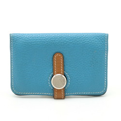 HERMES Hermes Dogon key case, coin card bicolor Togo, blue, brown, K stamp