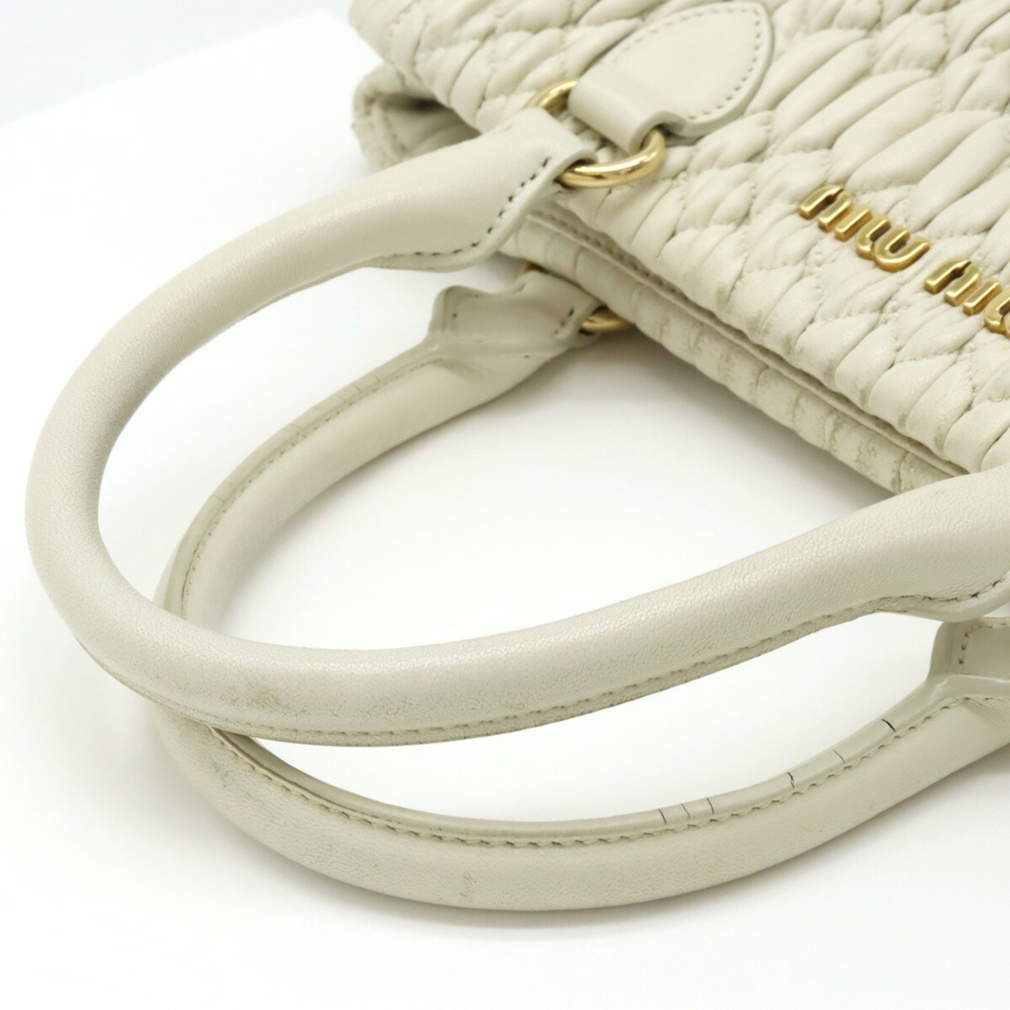 Miu Miu Miu Nappa Crystal Matelasse Handbag Shoulder Bag Leather BIANCO White Purchased at a Japanese Boutique 5BA067