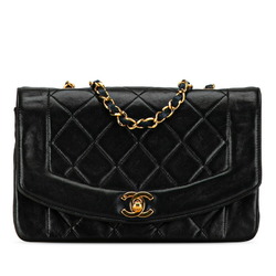 CHANEL Matelasse 23 Diana Chain Shoulder Bag Black Lambskin Women's