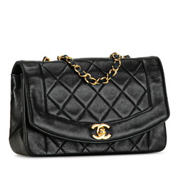 CHANEL Matelasse 23 Diana Chain Shoulder Bag Black Lambskin Women's