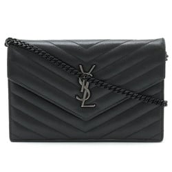 SAINT LAURENT PARIS YSL Yves Saint Laurent Monogram Envelope Shoulder Bag Clutch Black 393953