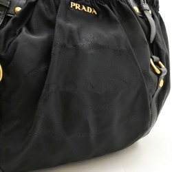 PRADA Prada Jacquard Tote Bag Shoulder Nylon Leather NERO Black