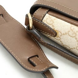 GUCCI GG Supreme Shoulder Bag Pochette PVC Leather Ivory Brown 336749