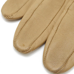 HERMES H Gloves Lambskin Leather Beige Gold #7.5