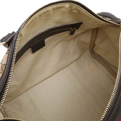 GUCCI Gucci GG Canvas Sherry Line Handbag Boston Shoulder Bag Leather Khaki Beige Dark Brown 247205