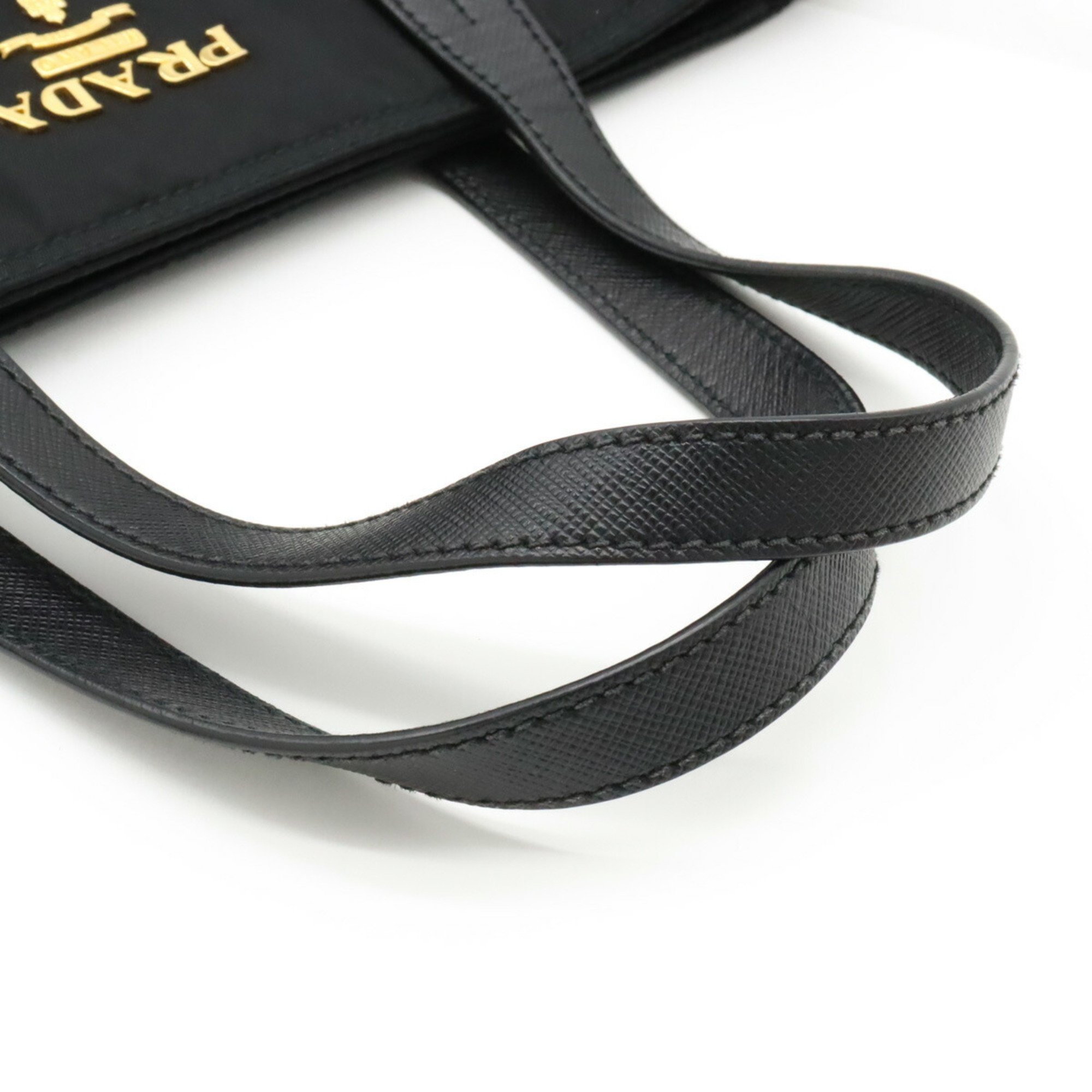 PRADA Prada Tote Bag Handbag Shoulder Flower Motif Nylon Leather NERO Black Purchased at a Japanese Boutique 1BA084