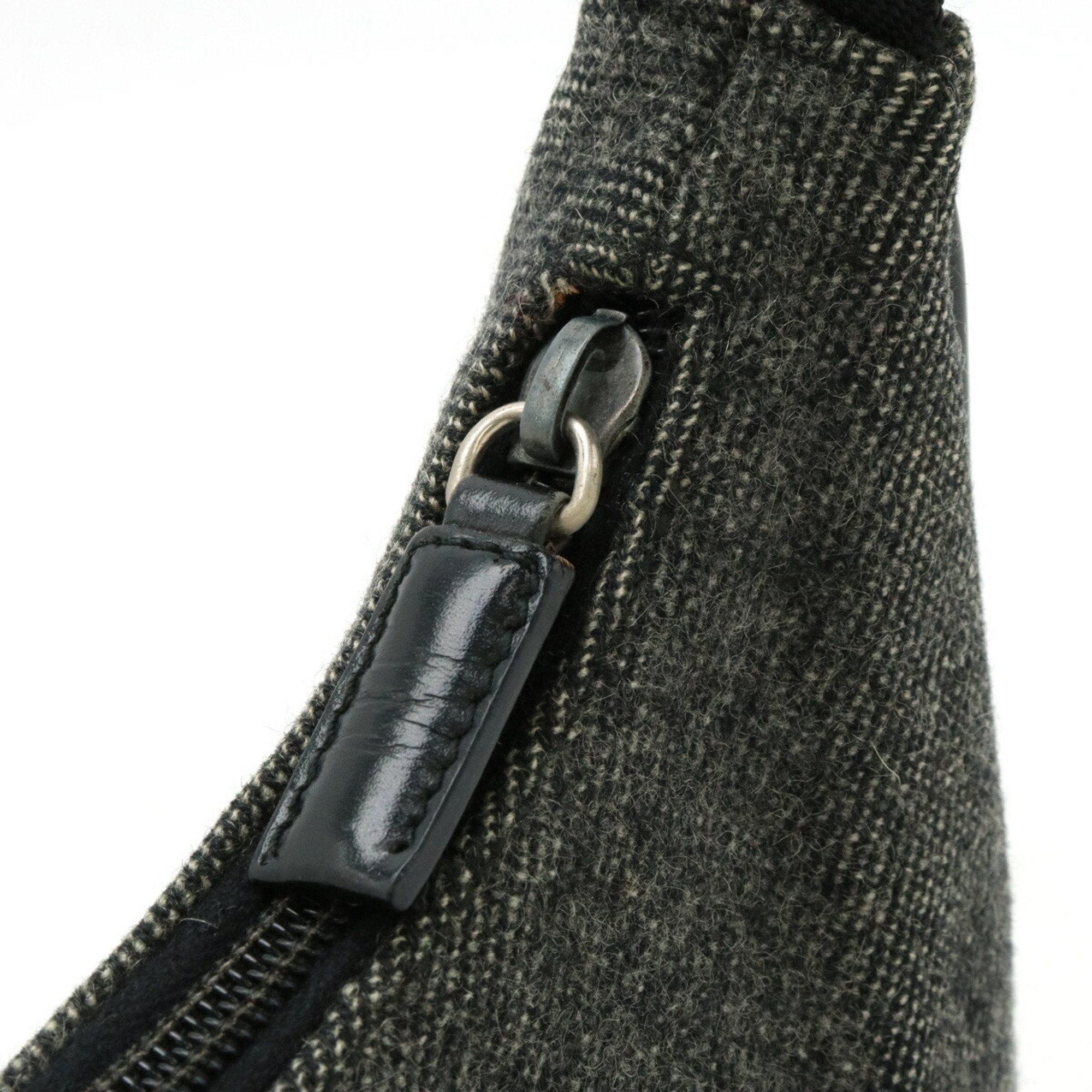 PRADA Prada Sport Pouch Handbag Wool Nylon Dark Grey Black MV515