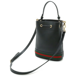 GUCCI Ophidia Small Bucket Bag Web Line Handbag Shoulder Leather Black 610846