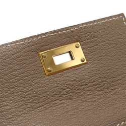 HERMES Hermes Kelly Pocket Compact Coin Case Purse Chevre Leather Etoupe U Engraved