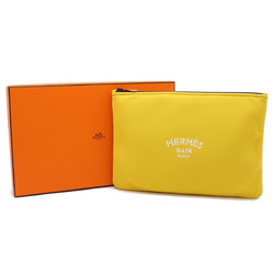 HERMES Neoban GM Clutch Bag Flat Pouch Multi Second Polyamide Elastane Leather Yellow