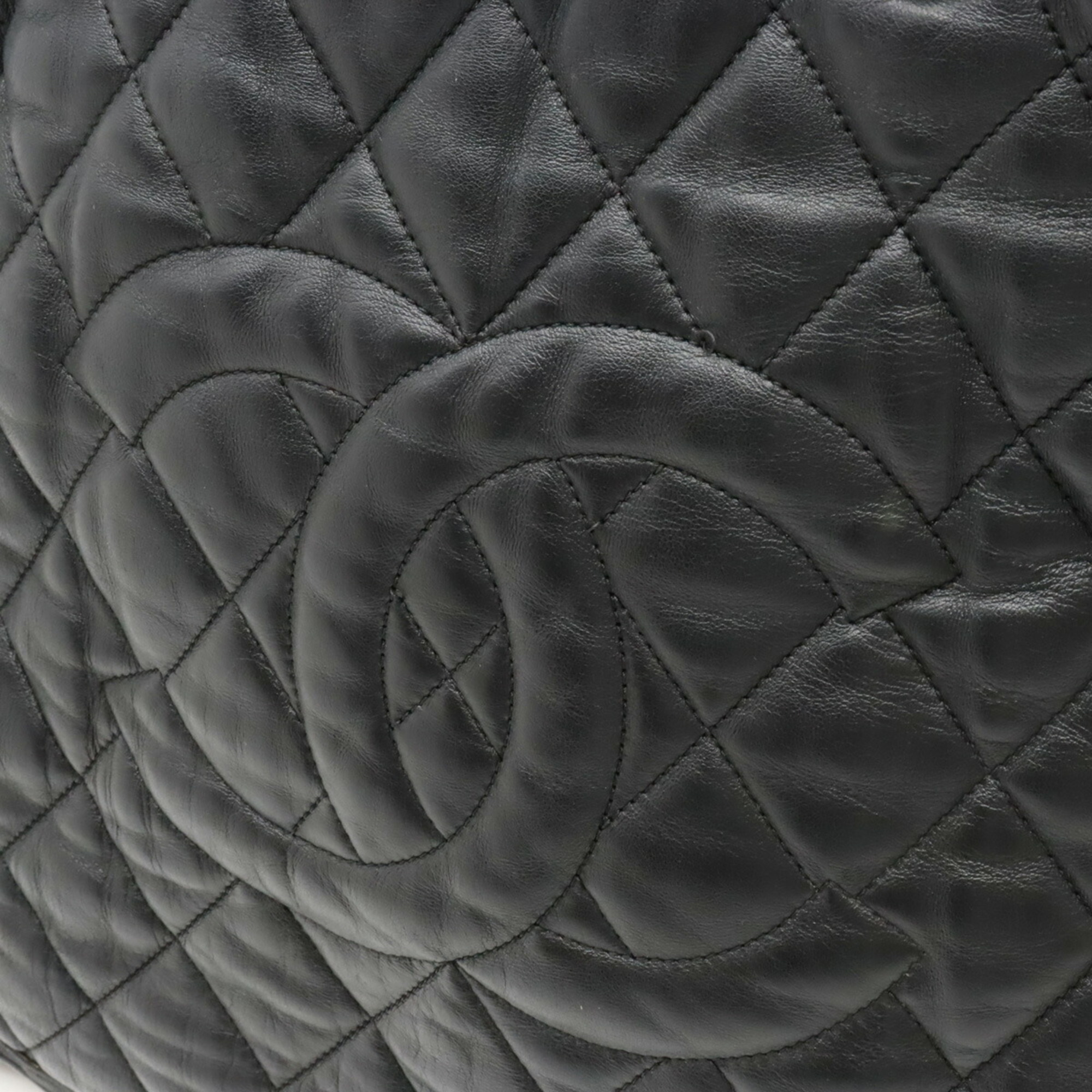CHANEL Chanel Matelasse Coco Mark Chain Shoulder Tote Bag Nylon Canvas Leather Black