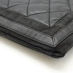 CHANEL Chanel Matelasse Coco Mark Chain Shoulder Tote Bag Nylon Canvas Leather Black