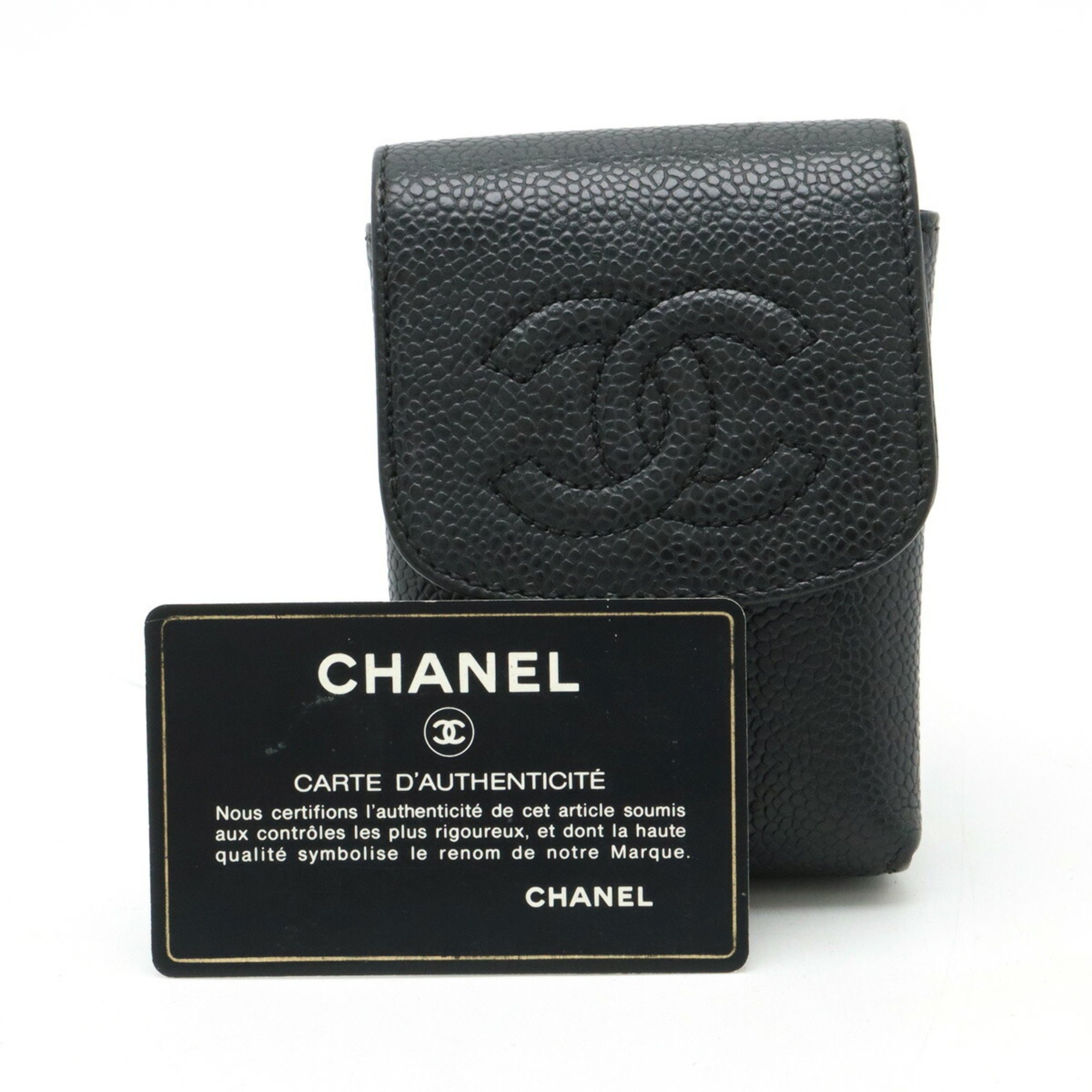 CHANEL Caviar Skin Coco Mark iQOS Case IQOS Cigarette Tobacco Leather Black A13511