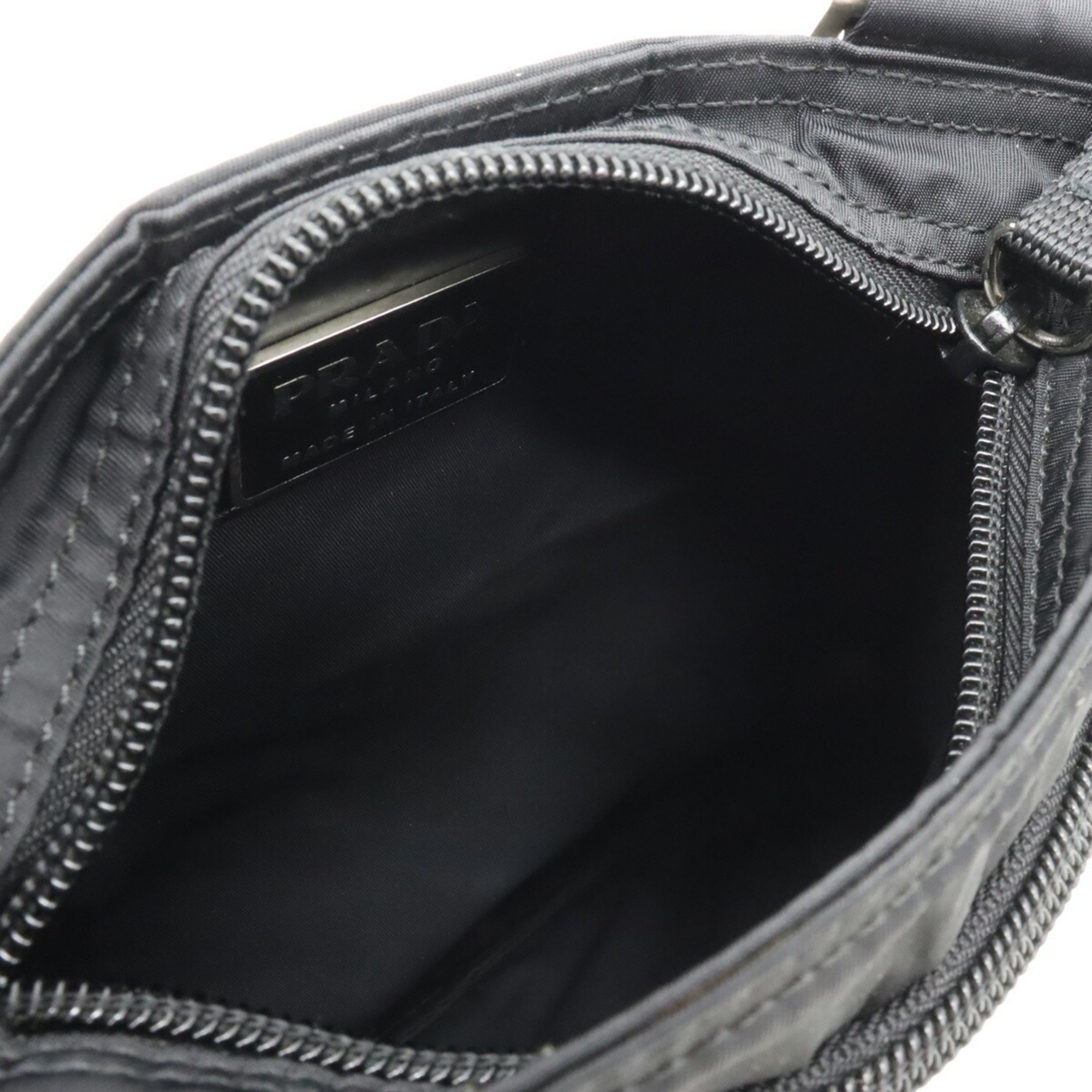 PRADA VELA Shoulder Bag Pochette Nylon Leather NERO Black B7372