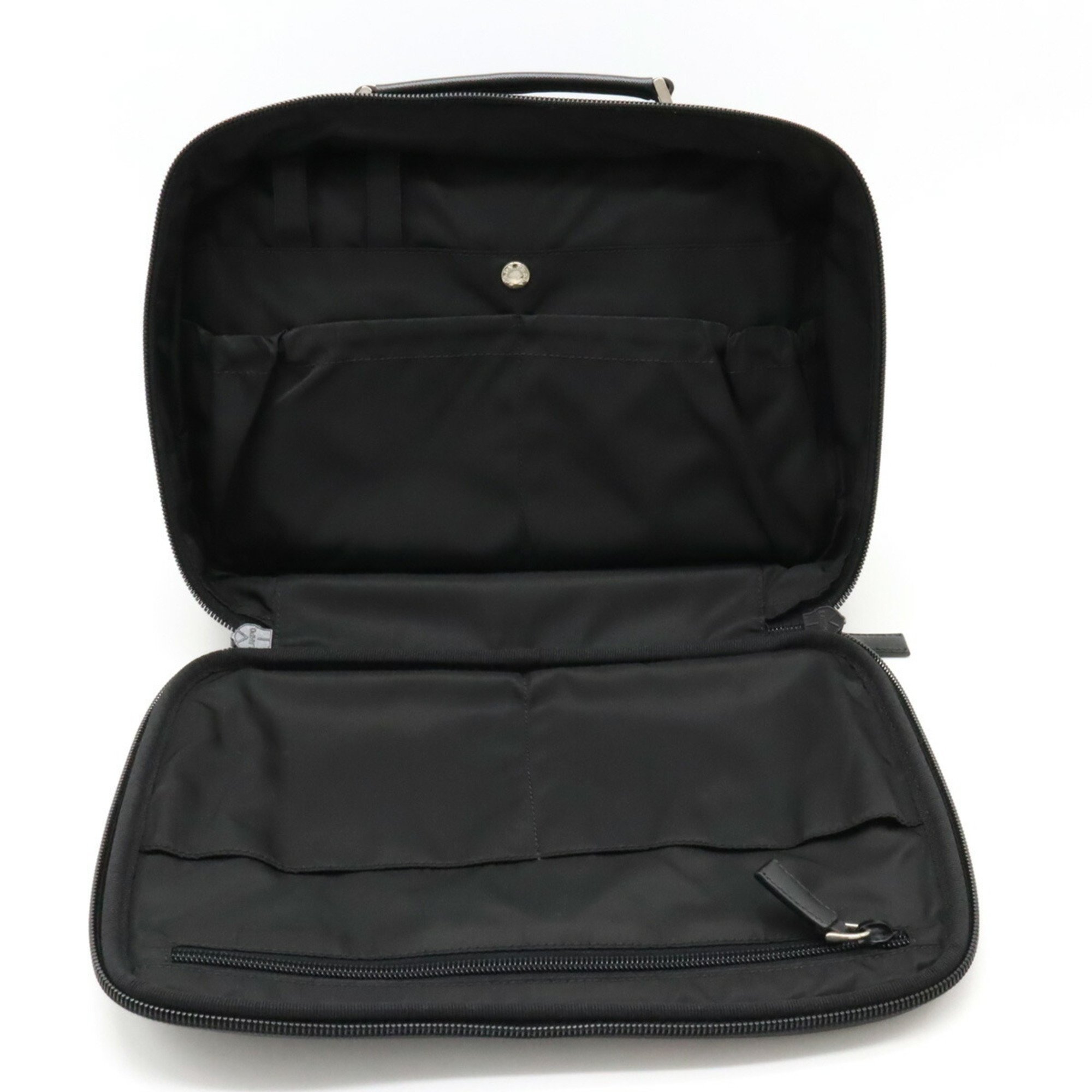 PRADA VIAGGIO Vanity Bag, Handbag, Travel Nylon, Leather, NERO, Black, VA0409