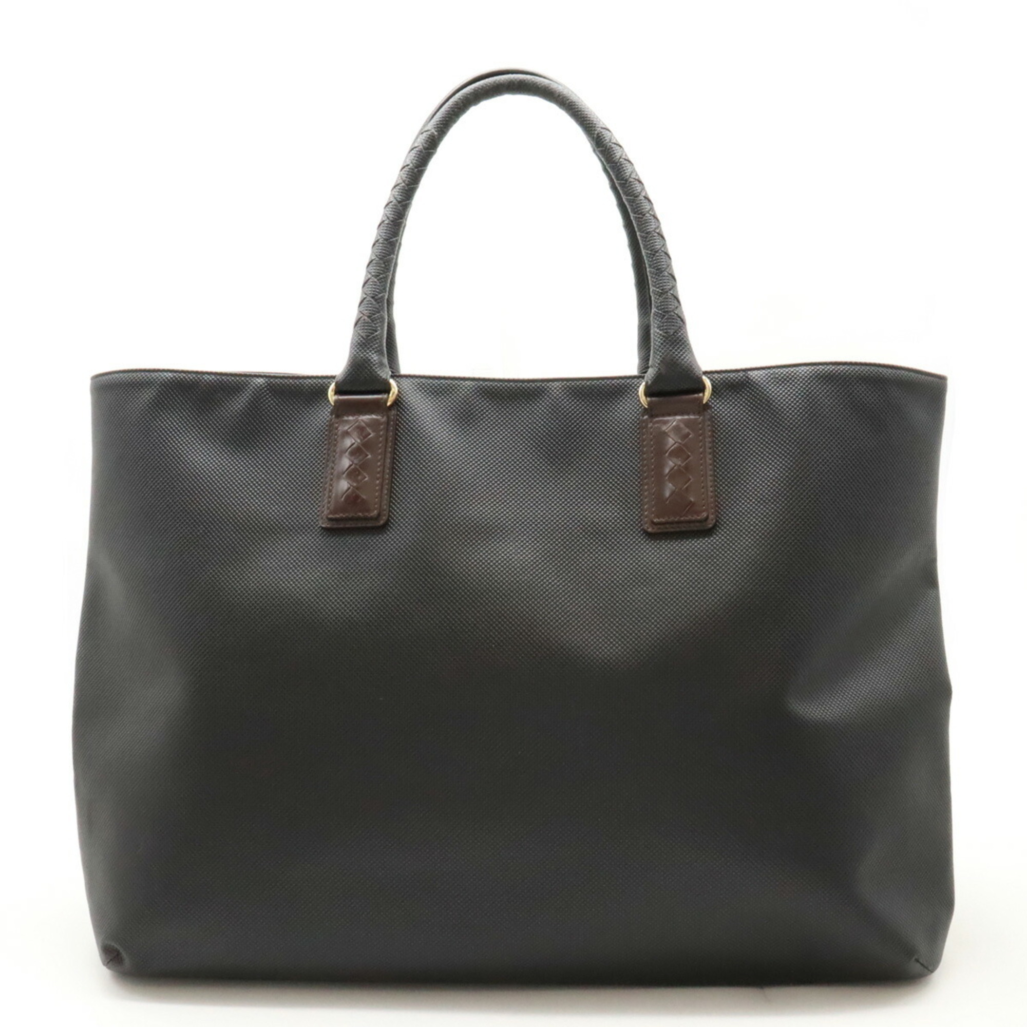 BOTTEGA VENETA Bottega Veneta Marco Polo Tote Bag PVC Leather Black Dark Brown 222499