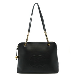 CHANEL Coco Ball Mark Tote Bag Shoulder Caviar Skin Leather Black