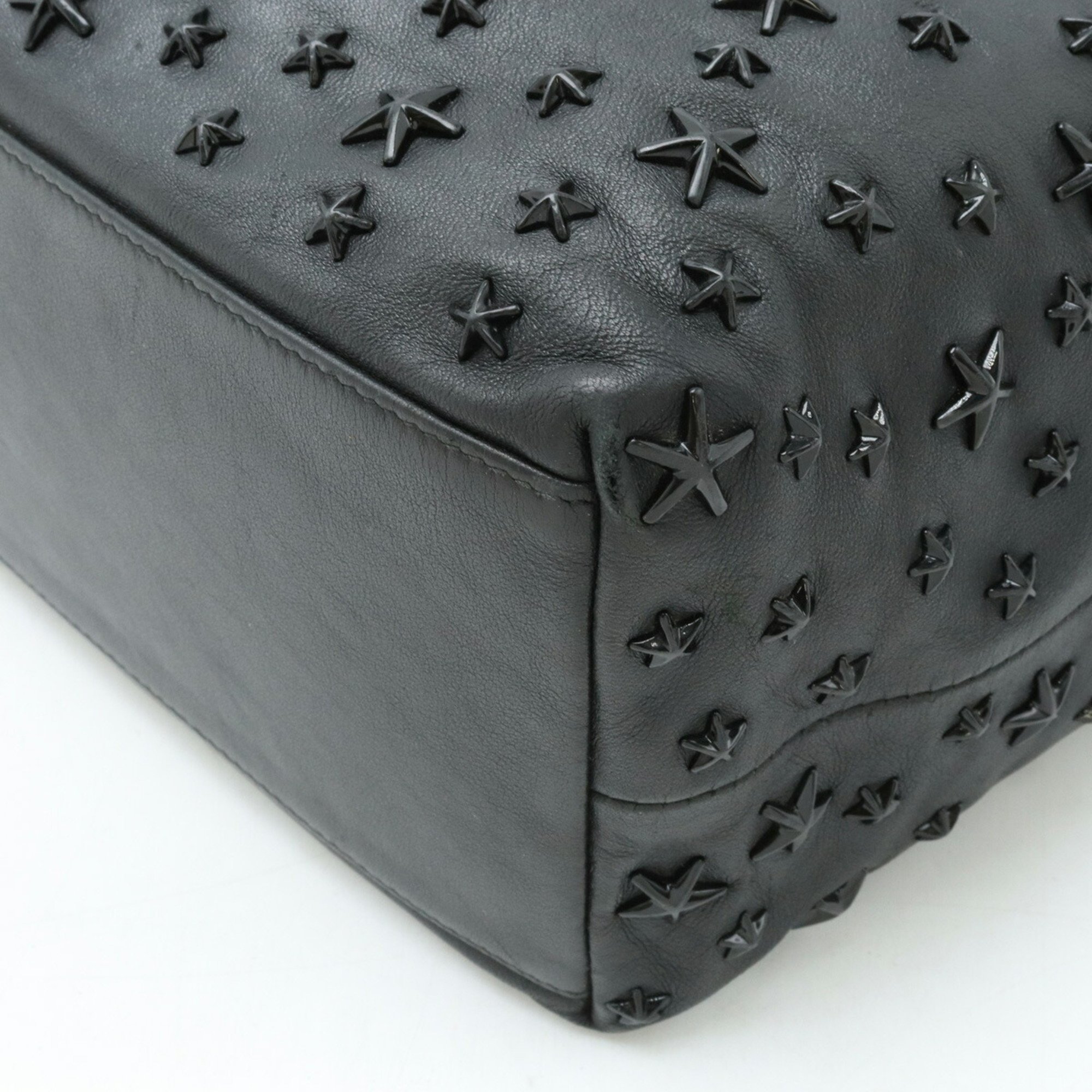 JIMMY CHOO Jimmy Choo SOFIA/M Tote bag Shoulder Star studs Leather Black