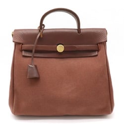 HERMES Hermes Airbag Ad PM Rucksack Backpack Handbag Canvas Leather Brown □E Stamp