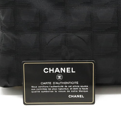 CHANEL New Travel Line Boston Handbag Nylon Jacquard Leather Black A30916