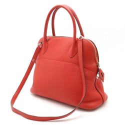 HERMES Bolide 31 Handbag Shoulder Bag Taurillon Clemence Leather Rouge Tomato Red X Stamp