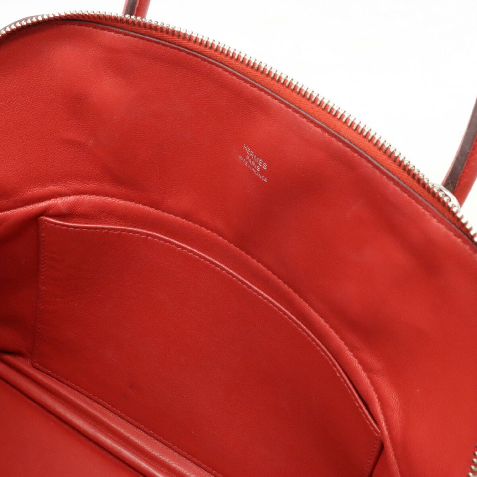 HERMES Bolide 31 Handbag Shoulder Bag Taurillon Clemence Leather Rouge Tomato Red X Stamp