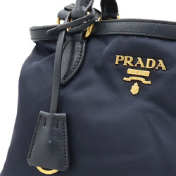 PRADA Prada Handbag Shoulder Bag Nylon Leather BLEU Navy Blue Purchased at Japan Outlet 1BA173