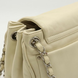 CHANEL Coco Mark Chain Shoulder Bag Tote Leather Ivory White