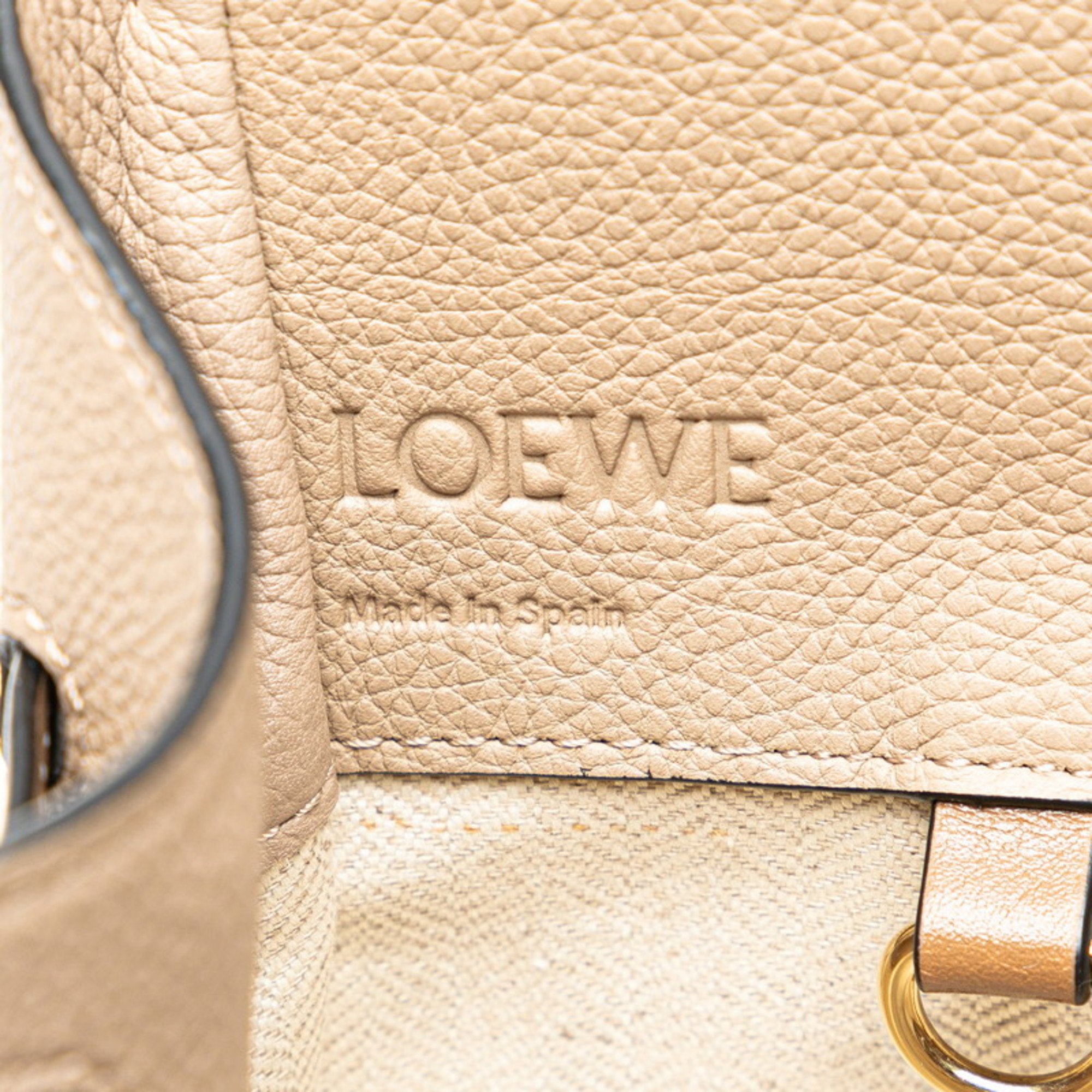 LOEWE Hammock Small Handbag Shoulder Bag Beige Grained Calf Leather Women's