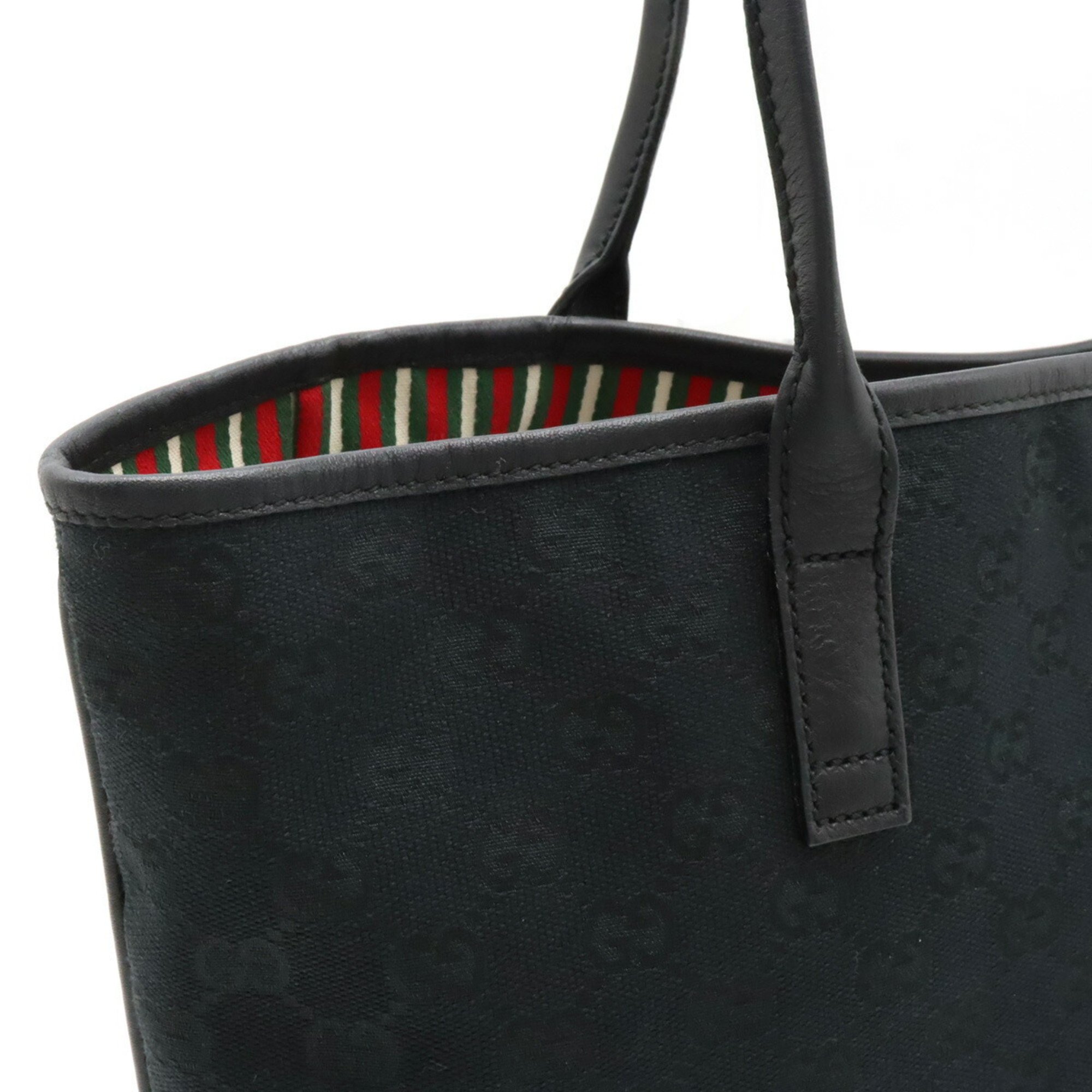 GUCCI GG canvas pattern tote bag shoulder leather black 169946