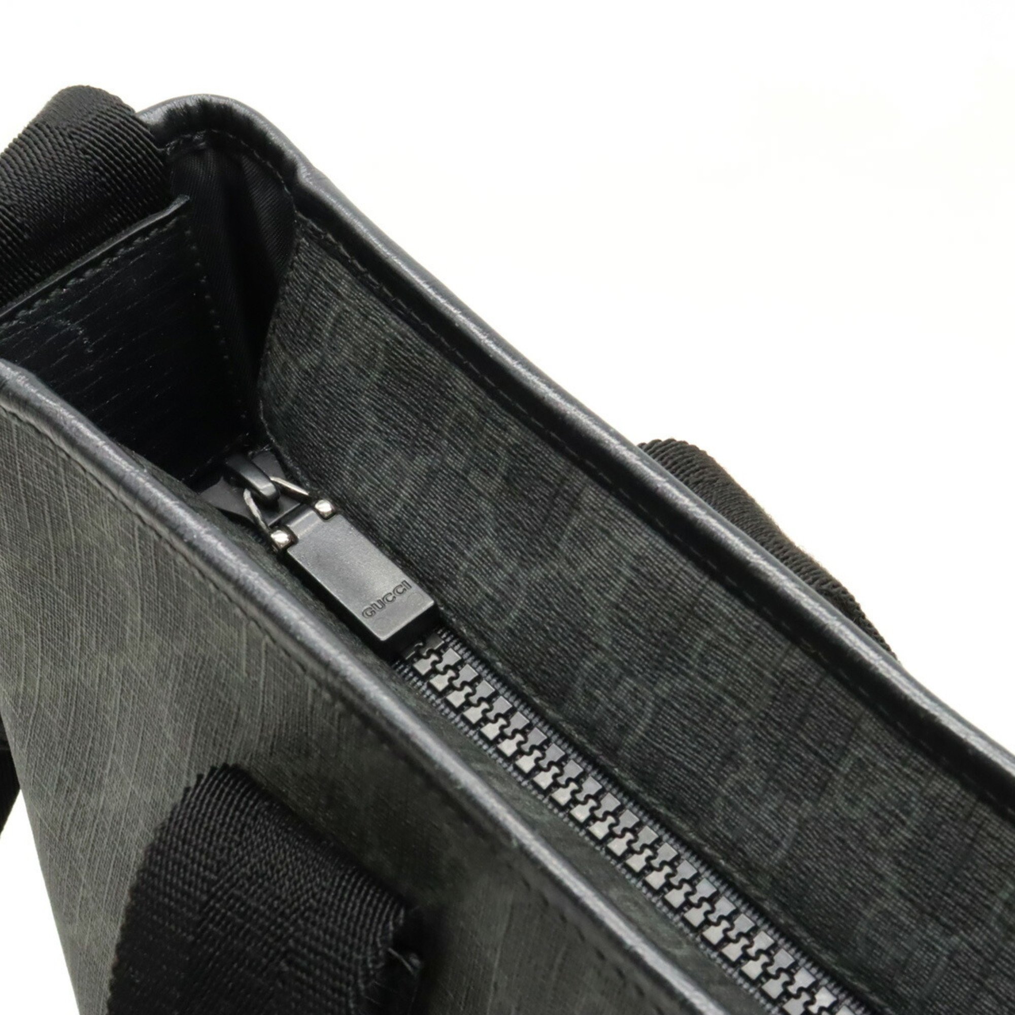 GUCCI GG Supreme Tote Bag Shoulder PVC Leather Dark Gray Black 162163