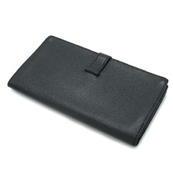 HERMES Bearn Soufflet Bi-fold Long Wallet Veau Epsom Leather Black D Stamp