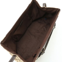 GUCCI GG Canvas Tote Bag Handbag Leather Khaki Beige Dark Brown 190246